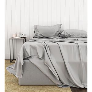 Light Grey King Split Head <b>Bedding</b> <b>Set</b> Soft Smooth <b>Bamboo</b> Cotton Viscose Premium Comfortable Bed Linens - Product Image 2