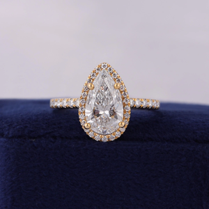 Pear Cut Diamond Engagement RingWhite Gold Pave Setting Women's Luxury Fine Jewelry igi Certified - Product Image 1