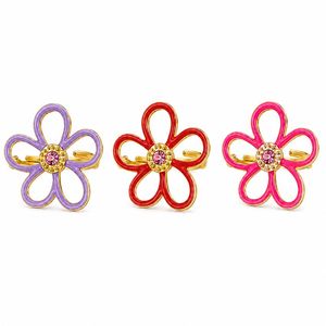 Flower <b>Ring</b> Daisy Stainless Steel <b>Ring</b> with Zircon Enamel Adjustable Open <b>Rings</b> for Boutique Fashion Brands - Product Image 5