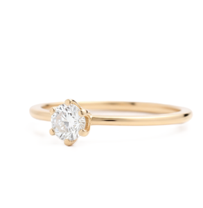 Bague de Fiançailles ou de Promesse Minuscule en Or Jaune Massif 10K 14K avec Diamant de Laboratoire 0,25 Carat Taille Ronde Brillante et Sertissage à Griffes - Product Image 2