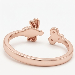 18K Rose Gold Bee <b>Ring</b> Lab Grown Diamonds Butterfly Design Engagement Bands IGI Certified 2.75g Solid Gold - Product Image 2