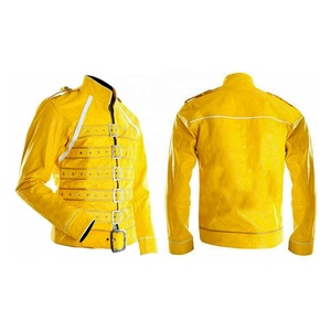 Yellow-Color Custom Made Women Black <b>Belted</b>-Biker Fashion Motorbike Racing Leather High Quality Style-Jackets With Stand-Collar - Product Image 3
