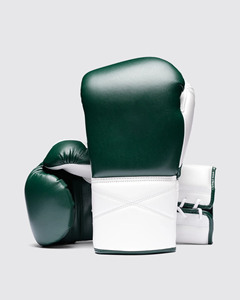 Guantes de boxeo de cuero verde y blanco con cordones, transpirables, para adultos, equipo de boxeo - Product Image 1
