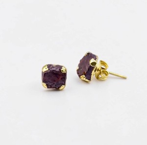 Raw Garnet Gemstone 8-10 MM <b>Studs</b> Earrings Jewelry - Wholesale Handmade <b>Studs</b> <b>for</b> <b>Men</b> and Women - Product Image 1