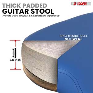 Taburete para Guitarra 5Core, Silla Acolchada de 3.15 Pulgadas con Respaldo, Asiento Musical Plegable con Reposapiés Integrado, Soporte para Guitarra - Product Image 2
