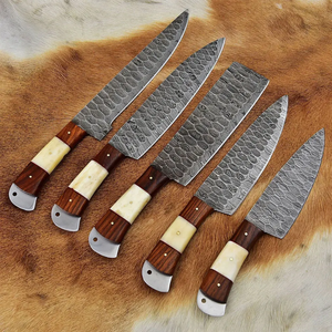 High Quality Damascus Steel Kitchen <b>Knife</b> <b>Set</b> 5PCS Handmade Chef <b>Knives</b> Wooden Handle Restaurant Cooking Tools 5-Piece <b>Sharp</b> - Product Image 4