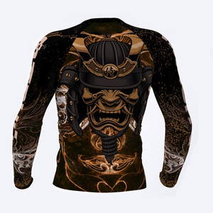 Haut de compression à manches longues pour homme, style casque de samouraï, pour arts martiaux mixtes, ajusté, anti-humidité, imprimé par sublimation - Product Image 3