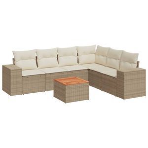 Ensemble de canapés de jardin en rotin beige, mobilier d'extérieur avec coussins en mousse haute densité, design contemporain imperméable - Product Image 2