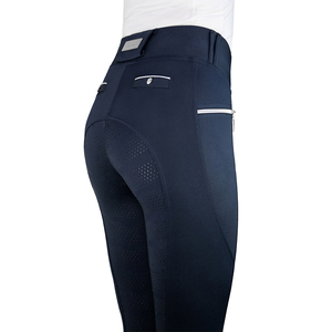 Pantalones de equitación personalizados al por mayor con logo, elásticos en 4 direcciones, bolsillo para teléfono, pantalones ecuestres cálidos de cintura alta para hombre, de algodón con cierre de gancho y bucle. - Product Image 4