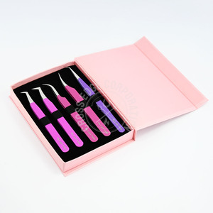 Pince à épiler volume de cils Extensions de cils vaporeux pince à épiler pour ventilateurs Cils 45 Pointe d'isolation en fibre à 90 degrés avec couleur personnalisée - Product Image 1