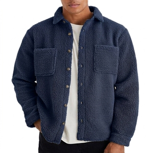 Custom Logo Men's Polar Fleece Jacket <b>Thick</b> Plush <b>Cardigan</b> Windproof Warm Loose Fit Solid Button Casual Winter Outdoor Jacket - Product Image 6