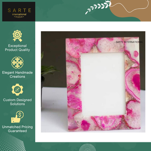 Cadre photo artisanal en pierre naturelle (quartz rose, agate) de haute qualité pour la décoration intérieure et de table, à prix abordable - Product Image 2