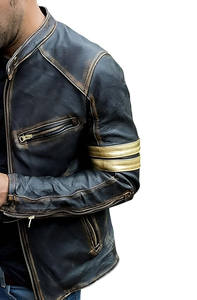 Blouson court en cuir véritable pour homme avec col montant, style Tea Core Horse, design matelassé, service OEM - Product Image 2