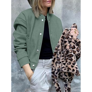 Womens Fashion Outerwear Varsity Jacket Cropped Bomber Supplier USA - Product Image 2
