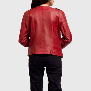 Nueva Chaqueta de Cuero para Mujer, Estilo Casual, Color Sólido, Fabricada con Cuero Genuino de la Mejor Calidad - Product Image 3