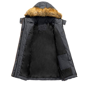 Veste d'hiver pour homme, rembourrée en polyester de haute qualité, coupe-vent, respirante, épaisse, chaude, avec capuche en fourrure - Product Image 3