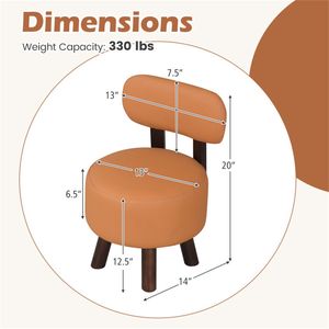 Taburetes de piel sintética naranja de 2 piezas, madera de caucho maciza con capacidad de carga de 330 libras, otomanos pequeños - Product Image 4