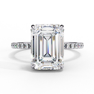 <b>Emerald</b> Cut Moissanite Engagement <b>Ring</b> Women's 925 Silver Prong Setting Pave <b>Band</b> Classic Geometric Style - Product Image 4
