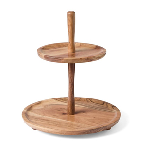 Support à gâteau en bois à 3 étages, en bois de manguier naturel, rond, pour cupcakes, desserts, plateau de service pour mariage et fêtes - Product Image 4