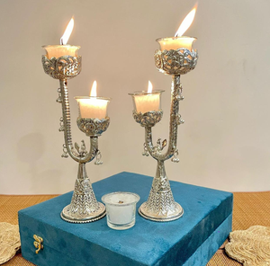 New Fancy Aluminum Handmade Pillar Candlestick Holder Set with Glass Candle Home Decoration Durable <b>Easter</b> - Product Image 3