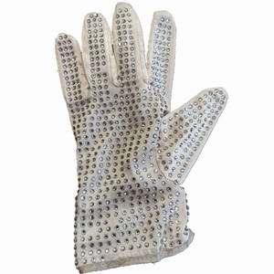 Gants en coton ornés de strass argentés, longueur poignet, pour les soirées, style uni, utilisables en toutes saisons - Product Image 1