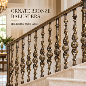 Barandillas de Bronce Artesanales con Peldaños en Forma de S Trenzado y Detalles de Esferas en Relieve para Escaleras de Estilo Histórico Premium - Product Image 1