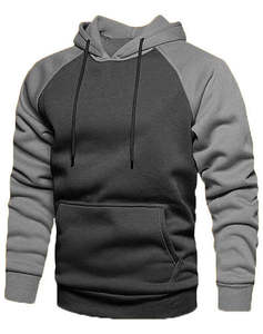 Sudadera con Capucha para Hombre, Color Azul Marino y Azul Claro, Diseño de Bloques de Color, Manga Larga, Cuello Redondo, Bolsillo Tipo Canguro, Estilo Casual - Product Image 5