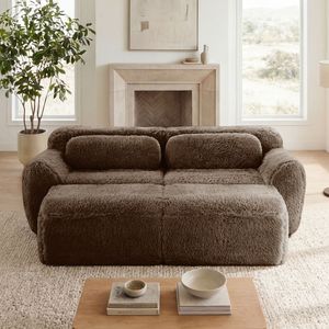 Divano Chaise Longue Senza Struttura in Tessuto Morbido 80% Peluche, Nessun Montaggio Richiesto, Design Antiscivolo sul Fondo, Seduta Profonda, Altezza 32D, per Soggiorno - Product Image 1