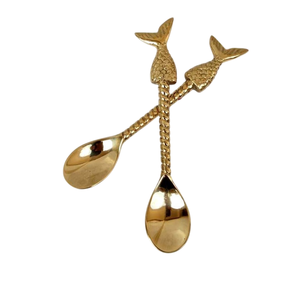 Juego de 2 cucharas de latón hechas a mano con diseño de hoja dorada en relieve para utensilios de cocina, mesa de comedor, cucharas para cena y sopa - Product Image 4