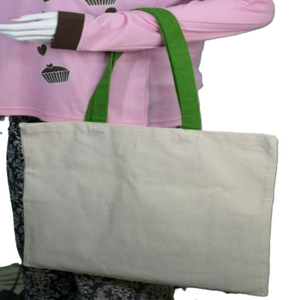 Sac fourre-tout en coton biologique 100 % personnalisé avec logo imprimé, réutilisable, en toile, pour extérieur, avec cordon de serrage et poignées supérieures, promotionnel vierge - Product Image 3