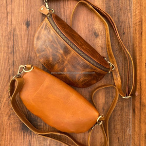 Bolso bandolera de cuero de vaca genuino cómodo para el día a día, riñonera versátil de estilo Vintage con cierre de cremallera, personalizado para hombres y mujeres - Product Image 5