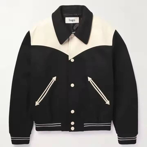 High Quality <b>Men</b> Varsity <b>Jacket</b> Custom College Letterman <b>Jacket</b> <b>Baseball</b> Style Wool Leather Sleeves OEM ODM Bulk Supplier - Product Image 1