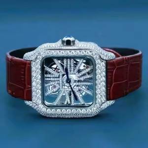 Reloj Analógico de Lujo para Hombre con Movimiento Mecánico, Correa de Acero Inoxidable, Cristal de Zafiro, Esfera Cuadrada de 40 mm, Incrustaciones de Diamantes de Imitación - Product Image 1