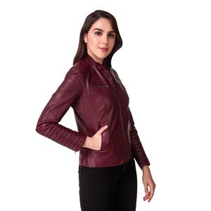 Nueva Chaqueta de Cuero para Mujer, Corte Ajustado, Estilo Europeo Americano, Moda Transfronteriza, Estampada, con Parches y Cremallera - Product Image 2