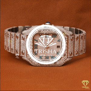 Reloj de Lujo Premium con Diamantes Moissanite, con Piedras Brillantes Engastadas a Mano en el Bisel y la Correa para un Brillo Máximo - Product Image 4