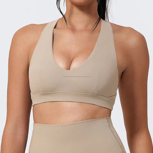 Ensemble de vêtements de yoga pour femmes, soutien-gorge de sport à col en V profond, legging taille haute, couleur unie, spandex, polyester - Product Image 3