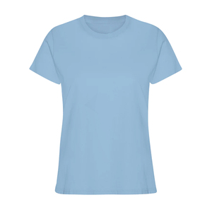 Camiseta de manga corta azul claro para mujer, cuello redondo, corte regular, top informal para primavera y verano - Product Image 3