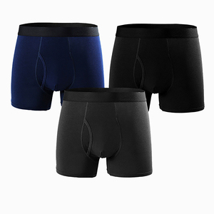 Calzoncillos bóxer sin costuras de cintura media para hombre, de spandex, transpirables, de punto, de secado rápido, con estampado digital, cintura con logo personalizado, color liso. - Product Image 3