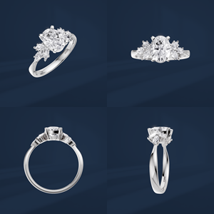 Bague de fiançailles classique pour femme, coupe ovale, avec diamants de laboratoire sur les côtés, alliance plaquée platine de luxe, certifiée IGI, bague de mariage - Product Image 5