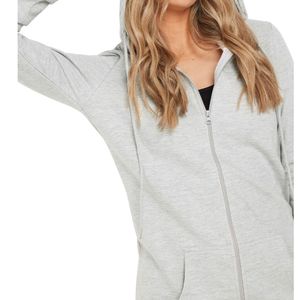Veste à capuche longue zippée pour femme, sweat-shirt décontracté en molleton de coton avec poches, manteau léger pour l'automne et l'hiver - Product Image 5