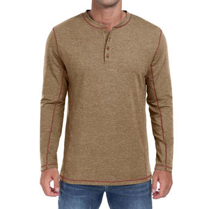 High Quality Customized <b>Men's</b> Plus Size <b>Henley</b> Shirts <b>Top</b> Design Versatile Soft Breathable 100% Cotton Fabric for Any Season - Product Image 6