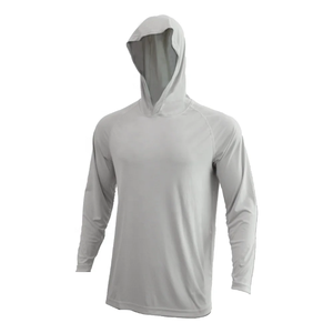 Men's Long Sleeve Hooded Fishing Shirt UPF 50 Quick Dry Solid Color Logo Front Print Pullover Top - Product Image 2