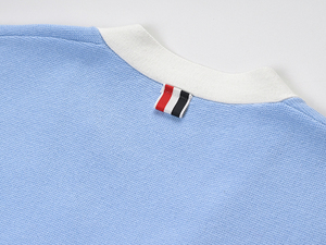 Women's Light Blue V-Neck Cardigan With Dog Embroidery And White Trim Preppy Style Full Sleeve Knitted Sweater - Product Image 5