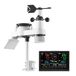 Station météo sans fil avec écran VA de 7,5 pouces, alimentée par énergie solaire, prévisions météorologiques intérieures et extérieures, comprend un capteur de pluie - Product Image 3