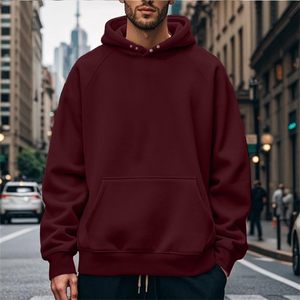 Sudadera con Capucha para Hombre, Color Sólido, Felpa, Corte Regular, Diseño con Bolsillos, Ropa de Otoño, Sudaderas con Capucha para Hombre - Product Image 2