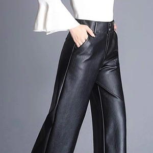 Pantalon en cuir pour femme, design personnalisé, haute qualité, nouveau style, hiver, devant plat, tissu toile, pantalon en cuir pour femme - Product Image 5
