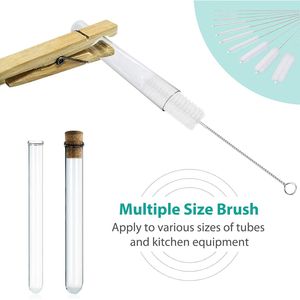 Set di spazzole per la pulizia delle bottiglie con tubo in nylon da 8 pollici, con gancio per bottiglie e tazze a collo stretto, set da 10 pezzi - Product Image 4