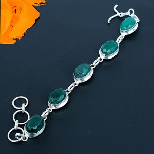 Pulsera Hecha a Mano de Plata de Ley 925 con Esmeralda Verde Natural, Joyería con Piedras Preciosas, Elegante Pulsera de Regalo para Ella - Product Image 5