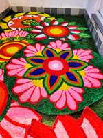 Karpet dinding gantung desain Rangoli tradisional untuk dekorasi rumah, Diwali, Pernikahan, dan acara perayaan lainnya. Karpet rangoli siap pakai, penjualan OEM.