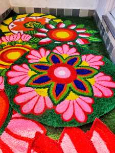 Tapis mural traditionnel Rangoli pour décorer la maison, idéal pour Diwali, les mariages et les fêtes. Tapis Rangoli prêt à l'emploi. Vente OEM. - Product Image 5
